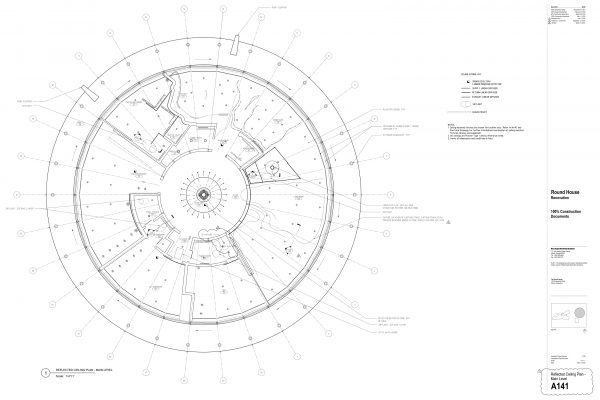 The Round House Renovation - Ceiling Plan Round House Renovation Plans, 2012, courtesy: Mack Scogin Merrill Elam Architects