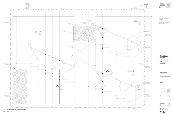 The Round House Renovation - Staircase Paneling Round House Renovation Plans, 2012, courtesy: Mack Scogin Merrill Elam Architects